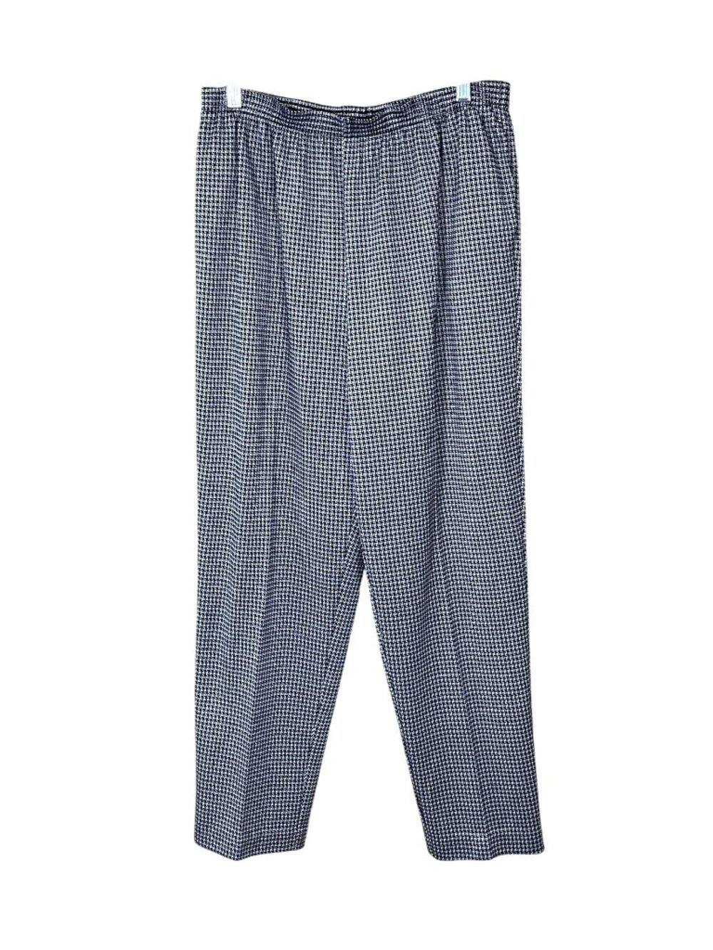 Chicos Pull-On Elastic Waist Black White Micro Houndstooth Ankle Pants Small 8